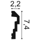 Listwa ścienna gładka gięta P7070F (wym.200x2.2x7.4cm)