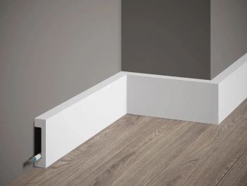 Listwa przypodłogowa Premium MD008P biała wym. 200 x 1.7 x 8 cm, z PolyForce