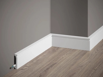 Listwa przypodłogowa Premium MD028P biała wym. 200 x 1.3 x 6 cm, z PolyForce