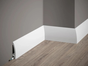 Listwa przypodłogowa Premium MD030P biała RAL 9003 wym. 200 x 1.7 x 8 cm, z PolyForce