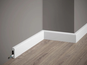 Listwa przypodłogowa MD004 biała wym. 200 x 1.5 x 4.9 cm, z PolyForce