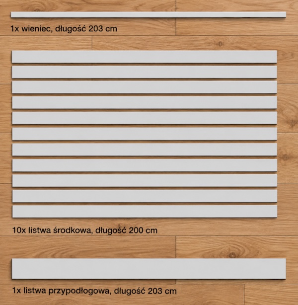 Sprawdź zawartość zestawu do montażu boazerii