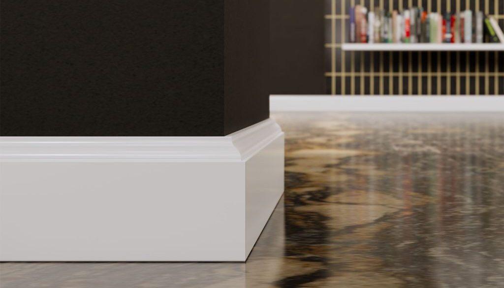 białe listwy przypodłogowe w salonie