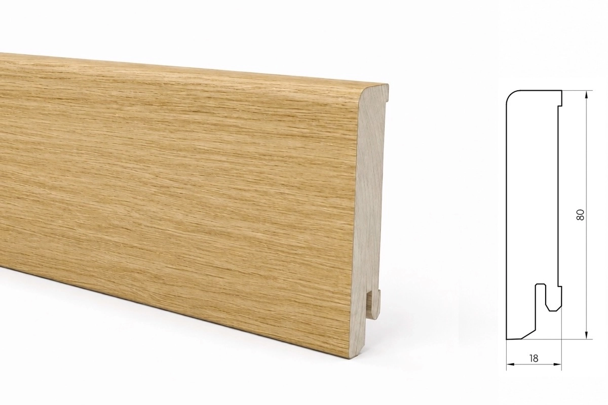 Listwa przypodłogowa dębowa Pedross 80x18 mm – widok z boku