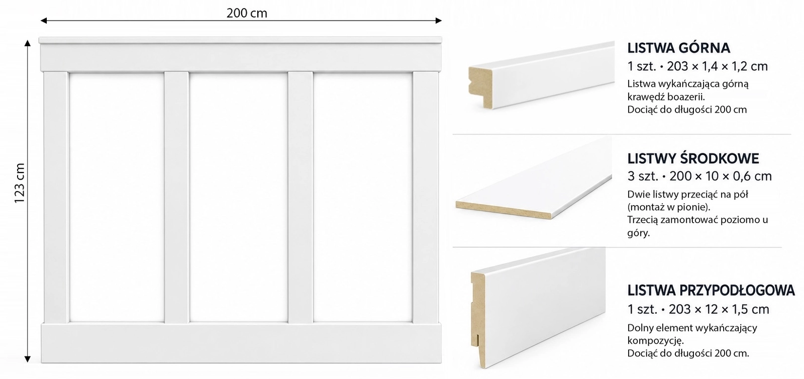Boazeria ścienna FRAME do malowania - długość 200 cm, wysokość 123 cm + Farba biały RAL9016 pol_pl_Boazeria-scienna-FRAME-do-malowania-dlugosc-200-cm-wysokosc-123-cm-Farba-bialy-RAL9016-3842_6