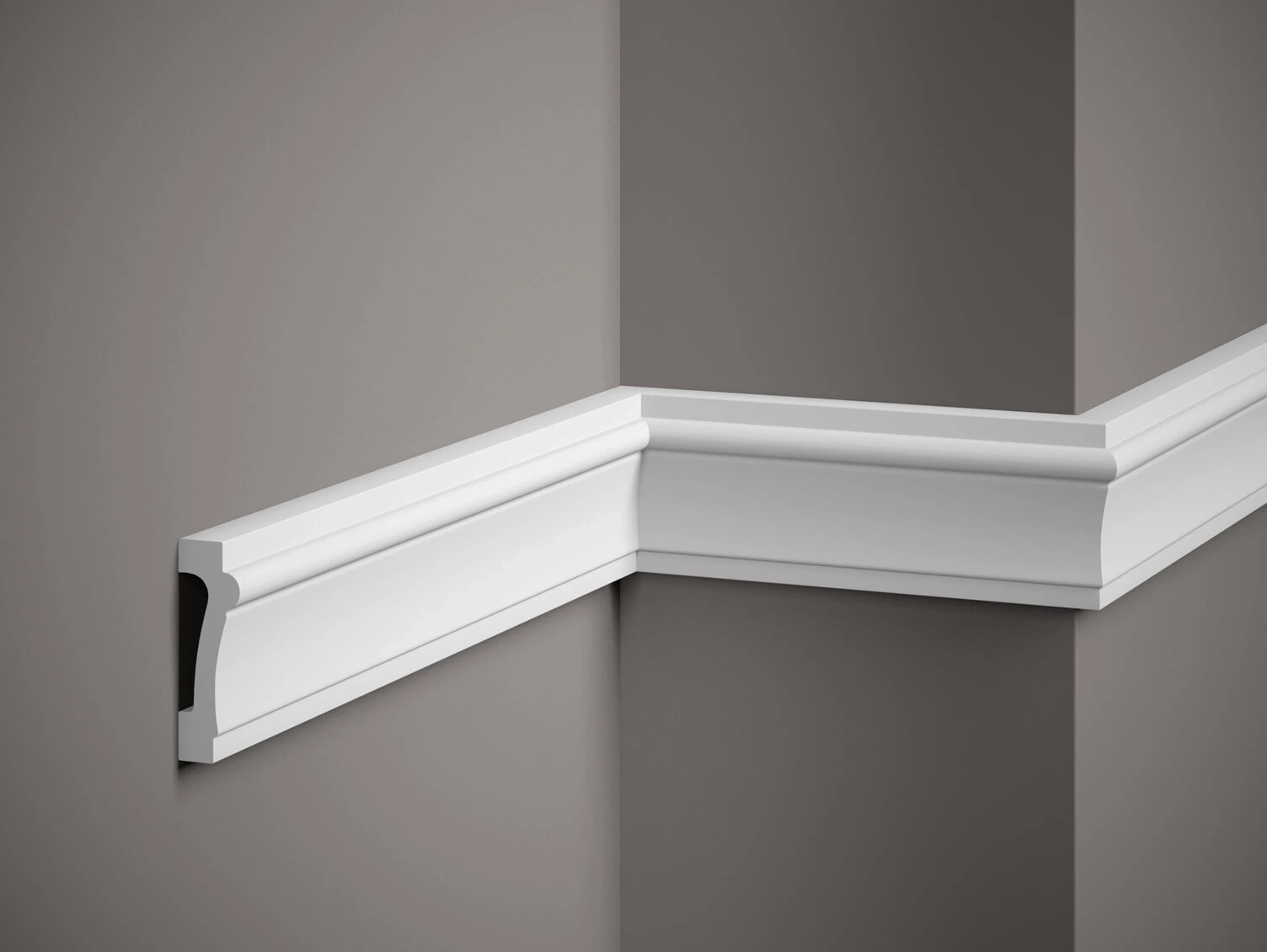 Listwa ścienna biała MD007 wym. 200 x 2.3 x 7.3 cm, z PolyForce