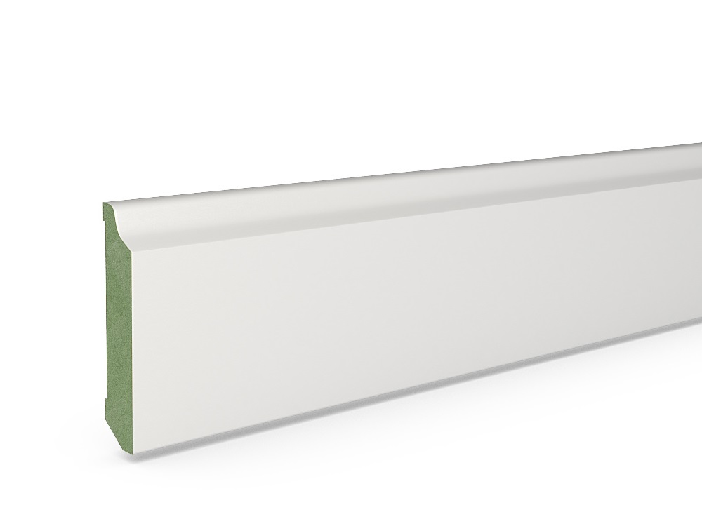Listwa przypodłogowa MDF Plus Wzór F1 biała wilgocioodporna (262 cm x 8 cm x 1,6 cm) lakier półmatowy RAL 9003