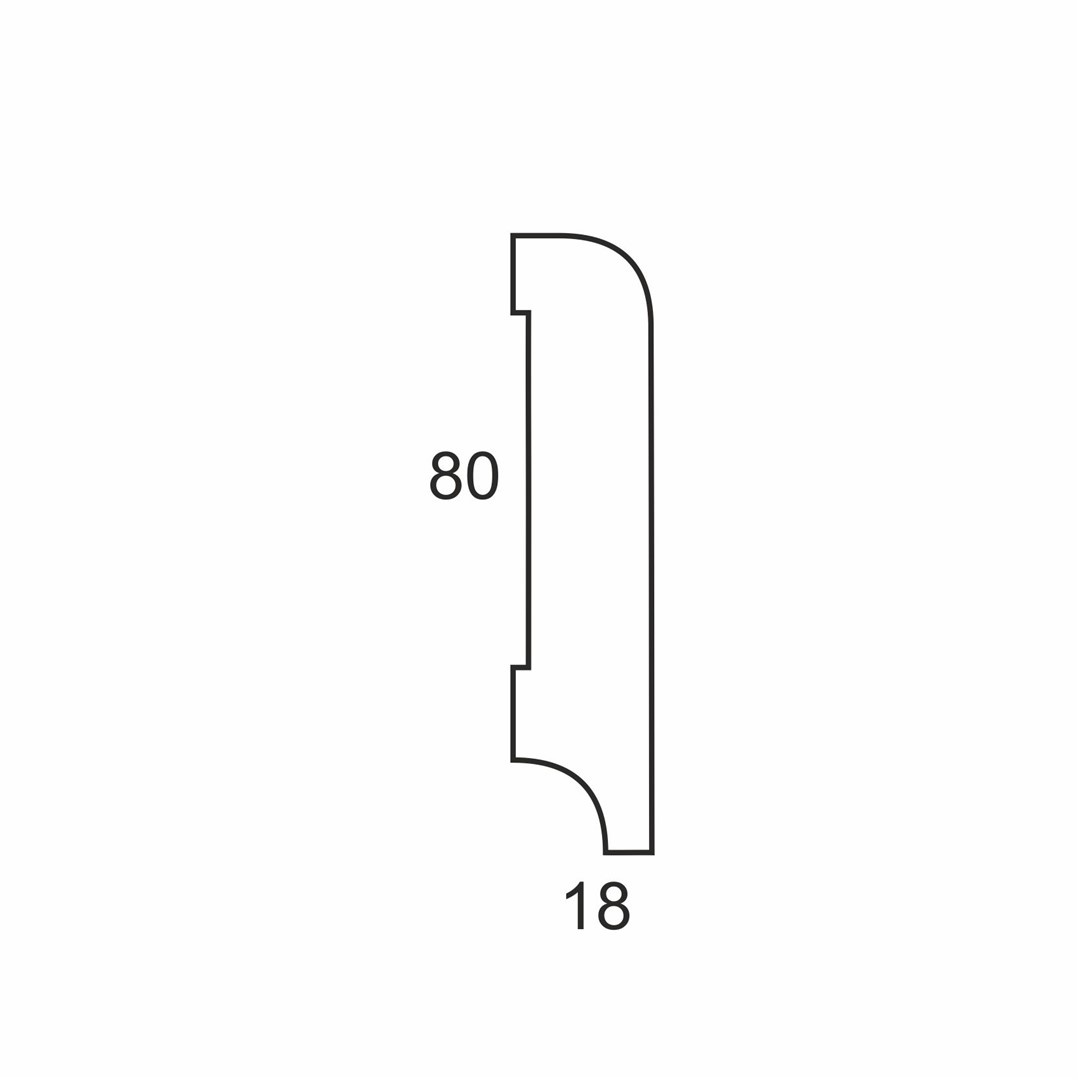Listwa przypodłogowa MDF Plus wilgocioodporna lakierowana R10 (262 cm x 8 cm x 1,8 cm) biała