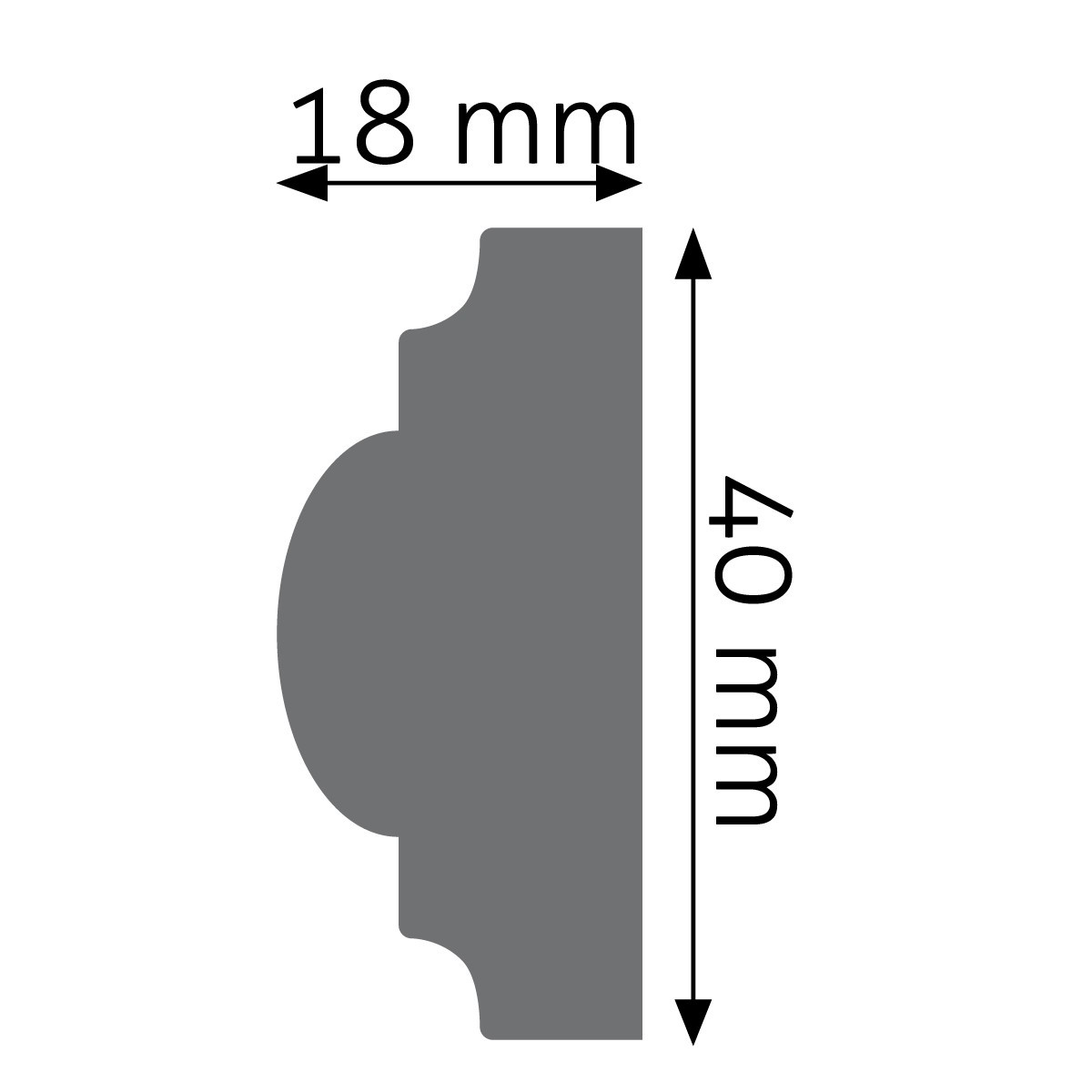 Listwa ścienna gładka Creativa LPC-02, biała, wym. 4 x 1.8 x 244 cm