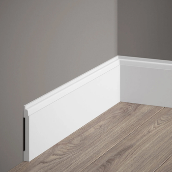 Listwa przypodłogowa Premium MD258P biała wym. 200 x 1 x 8.1 cm, z PolyForce