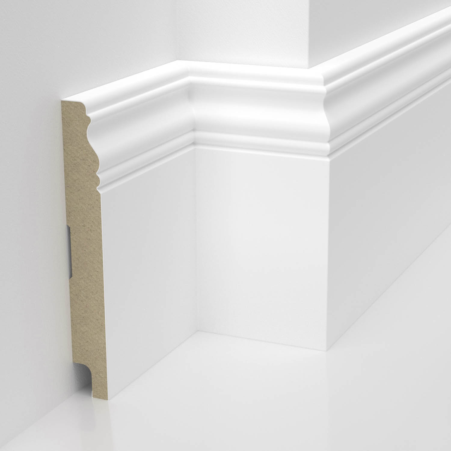 PRÓBKA 20 CM - Listwa przypodłogowa MDF lakierowana biała z wodoodporną powłoką ALEXA 12cm