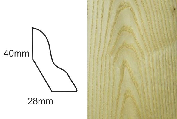 Listwa przypodłogowa fornirowana nielakierowana LP50 (250 cm x 4 cm x 2,8 cm) Jesion Select