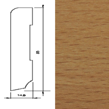 Drewniana listwa przypodłogowa lakierowana 60/16  (240 cm x 6 cm x 1,5 cm) Buk