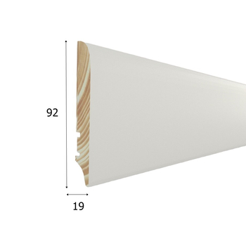Listwa przypodłogowa biała drewniana PW92 (220 cm x 9,2 cm x 1,9 cm) iglaste lakierowane
