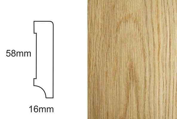 Listwa przypodłogowa fornirowana lakierowana CP58 (240 cm x 5,8 cm x 1,6 cm) dąb