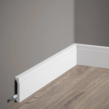 Listwa przypodłogowa Premium MD027P biała wym. 200 x 1.3 x 6 cm, z PolyForce
