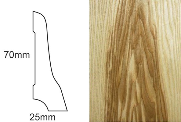 Listwa przypodłogowa fornirowana lakierowana LP70 (240 cm x 7 cm x 2,5 cm) jesion ciemny