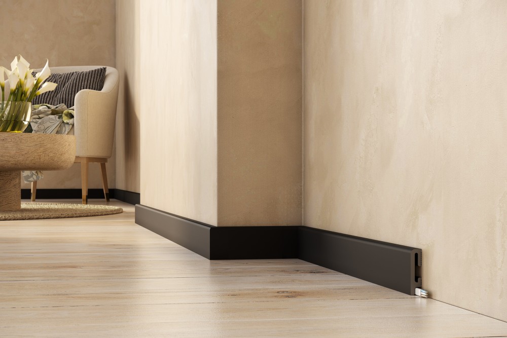 PRÓBKA 20 cm - Listwa przypodłogowa Premium Floor Durofit PF060B czarna 6 cm