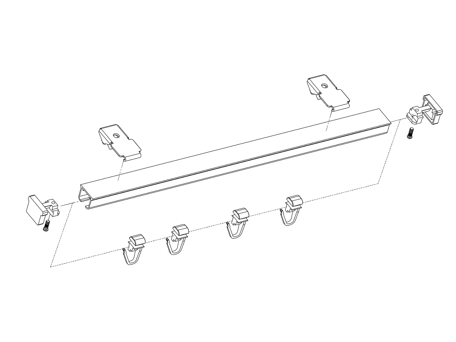 Zestaw karniszowy jednotorowy S150 z żabkami wym. 150 x 2 x 1.4 cm
