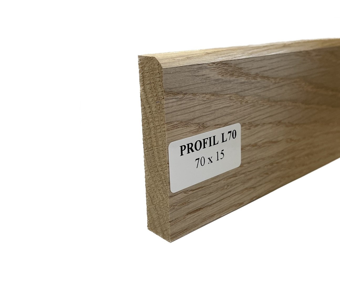 Listwa przypodłogowa dąb lity nielakierowana L70x15 (2200 - 2600 mm x 70 mm x 15 mm)