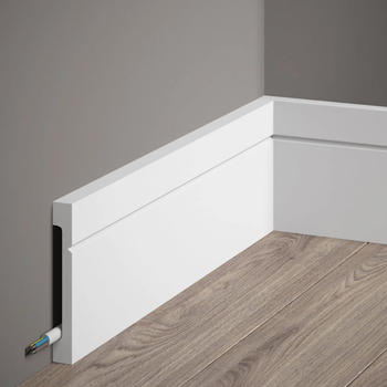 Listwa przypodłogowa Premium MD356P biała wym. 200 x 1.6 x 10.8 cm, z PolyForce