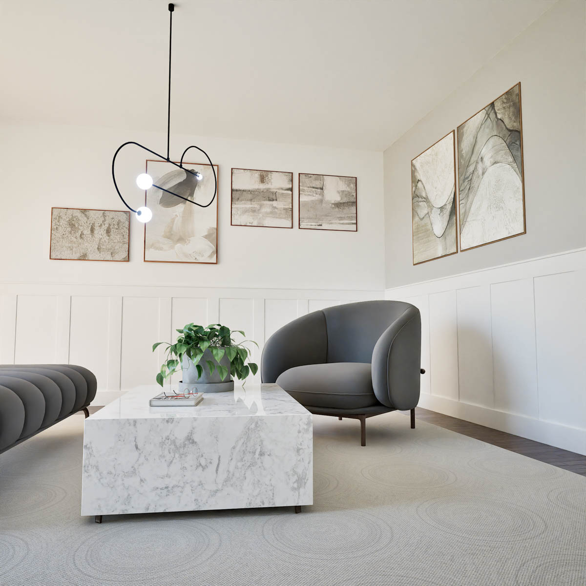 Boazeria ścienna MDF - długość 200 cm / wysokość 123 cm (zestaw Plano / Elegant / Duo)