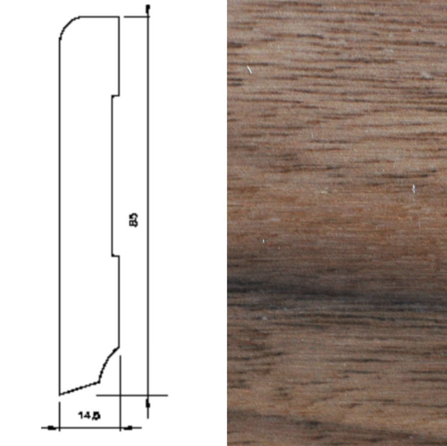 Drewniana listwa przypodłogowa lakierowana 95/15 (240 cm x 9,5 cm x 1,5 cm) Orzech Amerykański