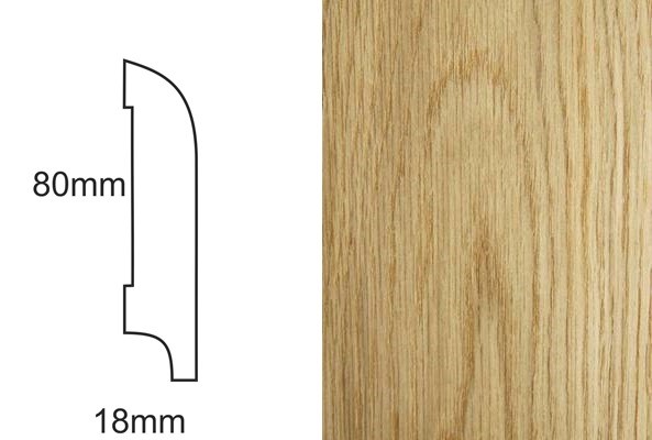 Listwa przypodłogowa fornirowana lakierowana CP80 R25 (240 cm x 8 cm x 1,8 cm) dąb