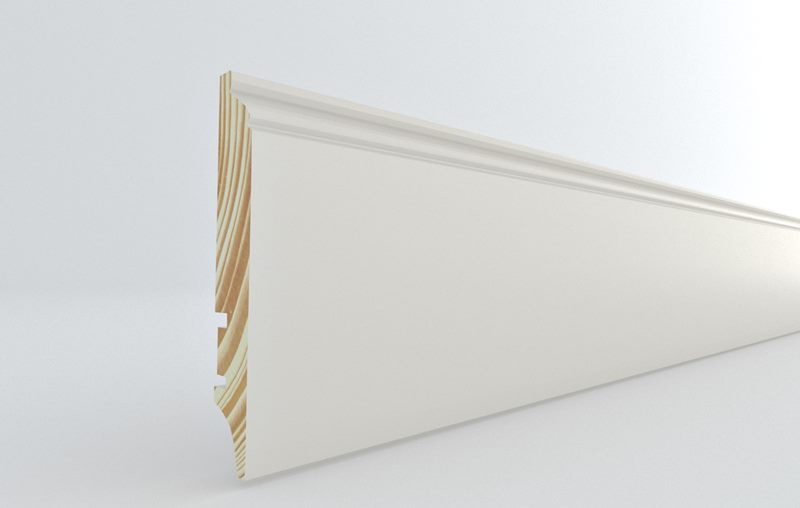 Listwa przypodłogowa drewniana lakierowana PW90 (220 cm x 9 cm x 1,6 cm) iglaste białe