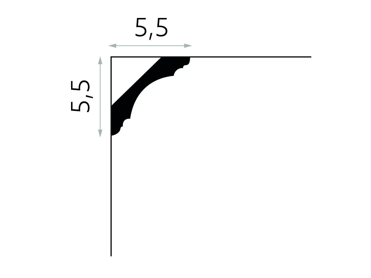 Listwa przysufitowa biała MDB167 wym. 200 x 5.5 x 5.5 cm, z ProFoam