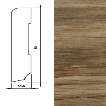 Drewniana listwa przypodłogowa lakierowana 60/16 (240 cm x 6 cm x 1,5 cm) Dąb Szczotka