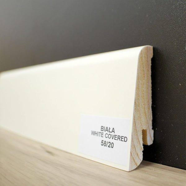 Listwa przypodłogowa 58/20 biała white covered (240 cm x 5,8cm x 2cm) 