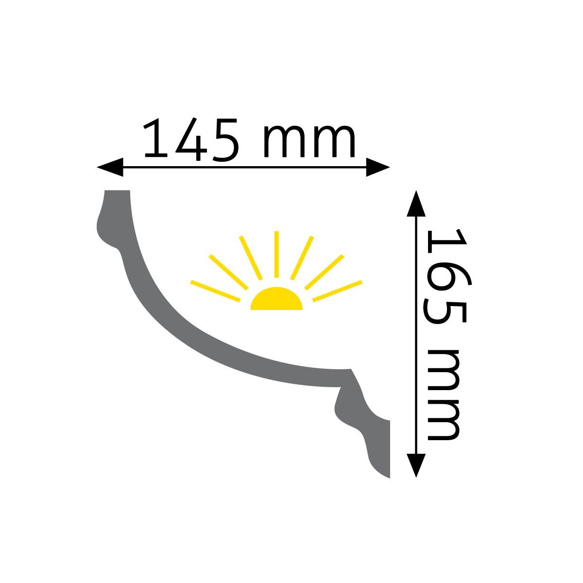 Listwa przysufitowa oświetleniowa biala Creativa LGG-14, wym. 16.5 x 14.5 cm