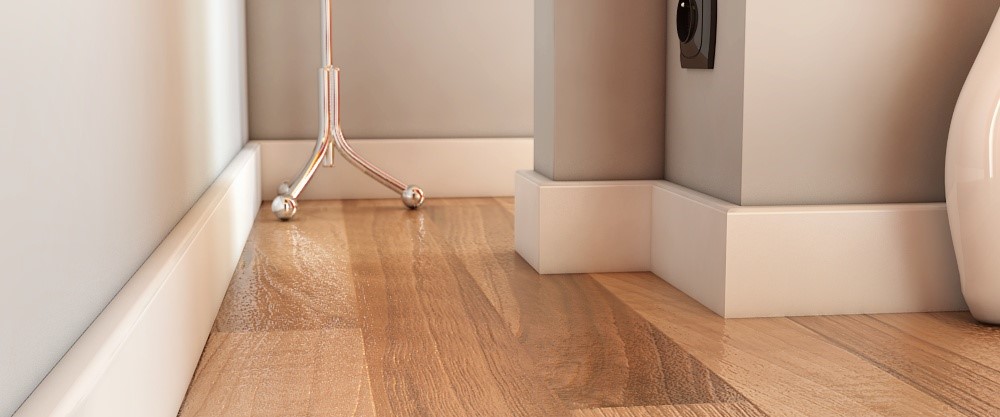 Listwa przypodłogowa MDF Plus wilgocioodporna biała R3 (205 cm x 8 cm x 1,6 cm) lakier półmatowy RAL 9003