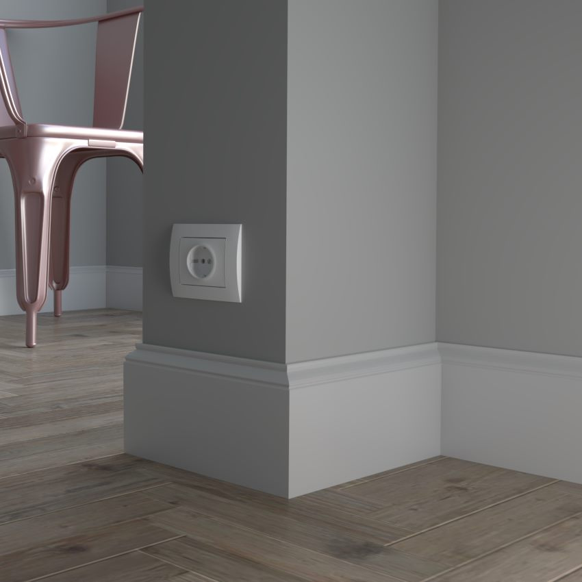 Listwa przypodłogowa drewniana lakierowana PW90 (220 cm x 9 cm x 1,6 cm) iglaste białe