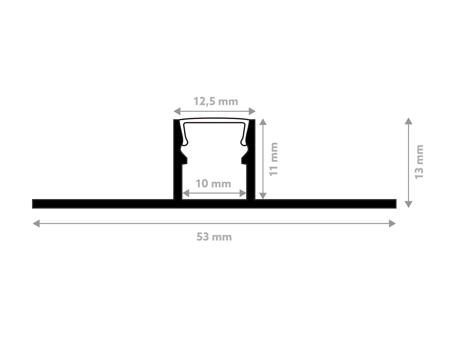 Aluminiowy profil ścienny LED LLP1 do lameli, kolor srebrny, wym. 200 x 1.3 x 5.3 cm, z aluminium.