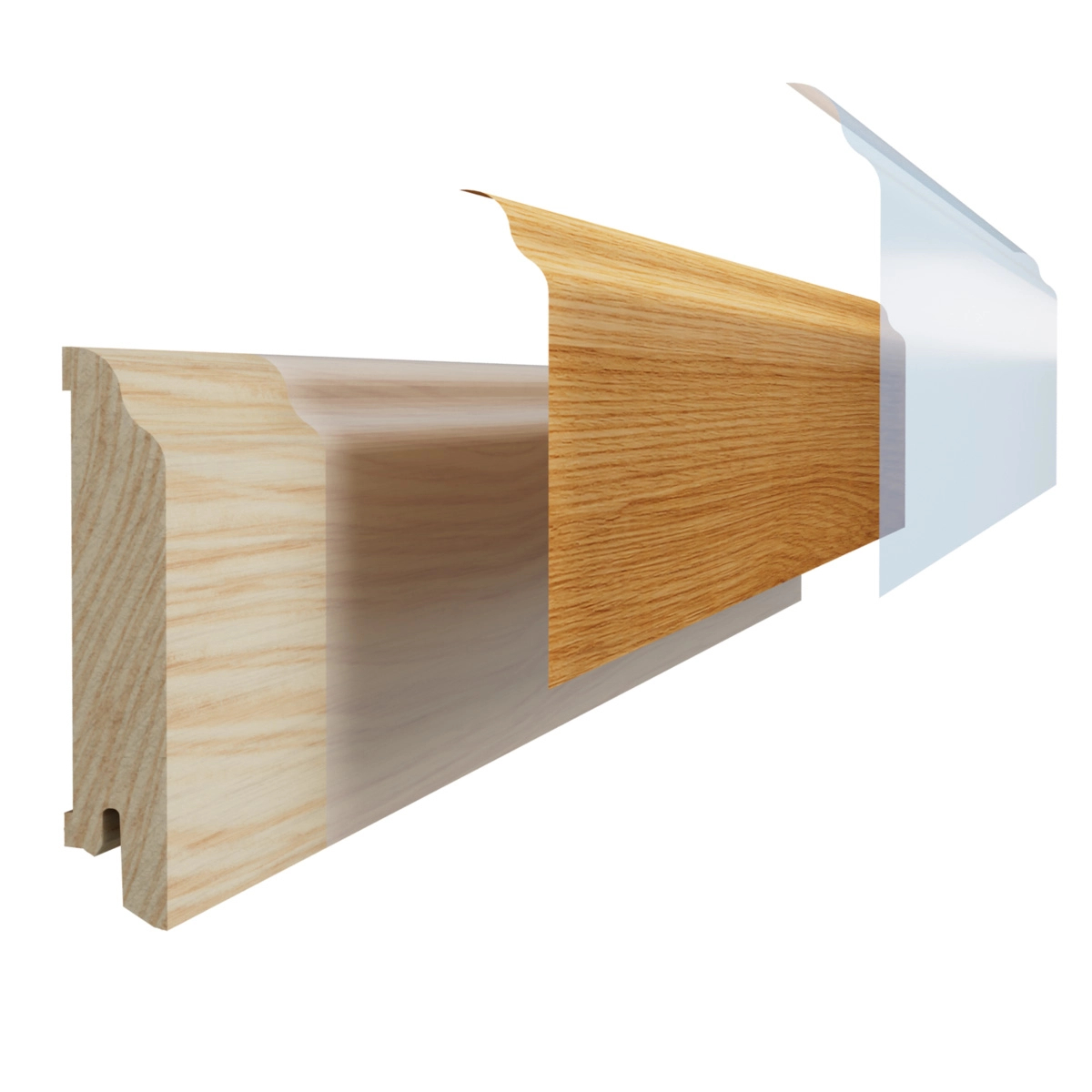 PRÓBKA 20 CM - Listwa przypodłogowa drewniana 80x15 mm - dąb lakierowany