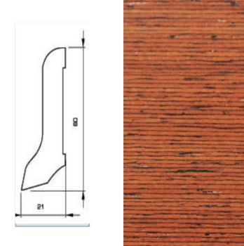 Drewniana listwa przypodłogowa lakierowana 60/22 (240 cm x 6 cm x 2,1 cm) Merbau