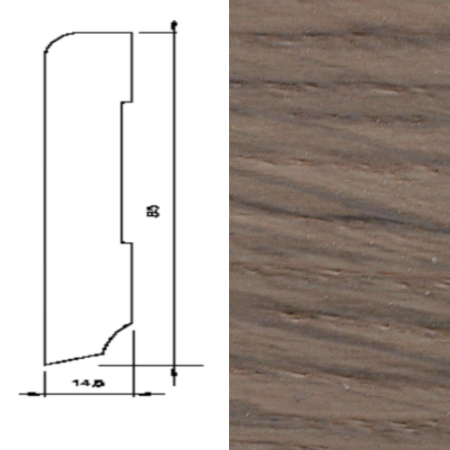 Drewniana listwa przypodłogowa lakierowana 60/16 (240 cm x 6 cm x 1,5 cm) Dąb Latte Macchiato 