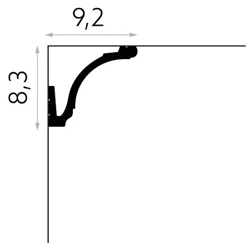 Listwa sufitowa wielofunkcyjna MD161 biała wym. 200 x 9.2 x 8.3 cm, z PolyForce