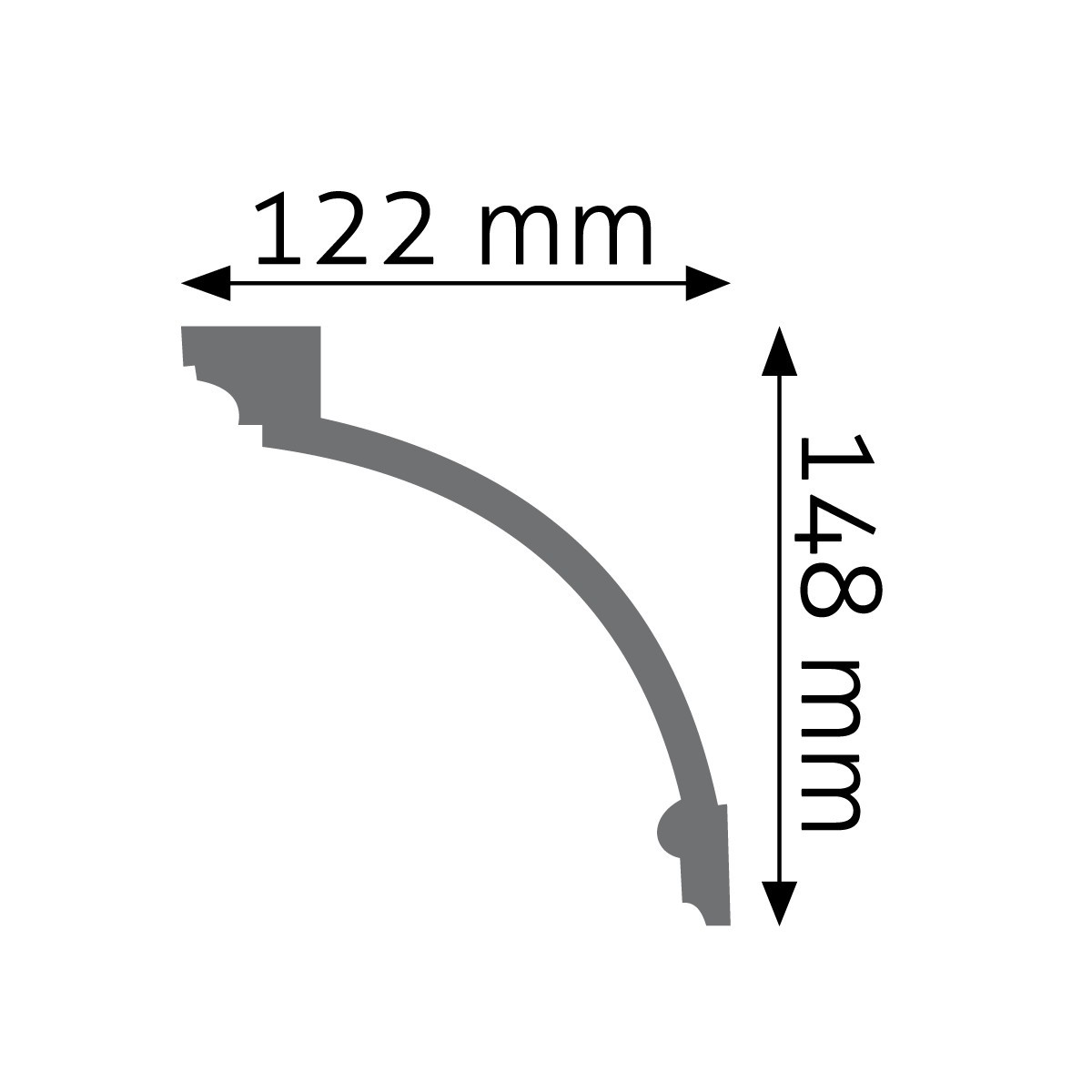 Listwa sufitowa zdobiona Creativa LGZ-15, wym. 14.8 x 12.2 x 240 cm