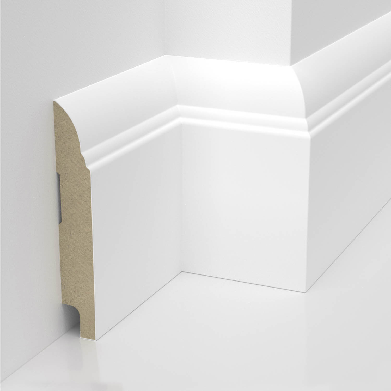 PRÓBKA 20 CM - Listwa przypodłogowa MDF lakierowana biała z wodoodporną powłoką BELLA 10cm