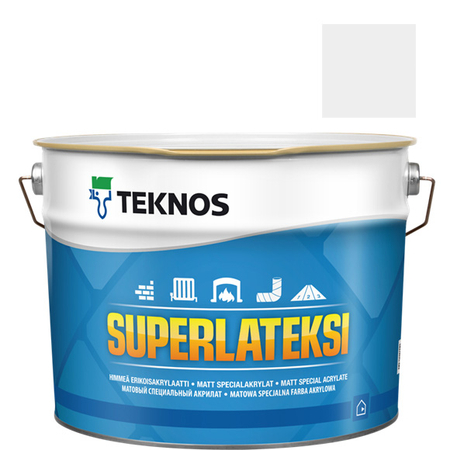 Teknos Superlateksi, matowa farba do boazerii i listew, pojemność 0,9 L, kolor biały RAL9003