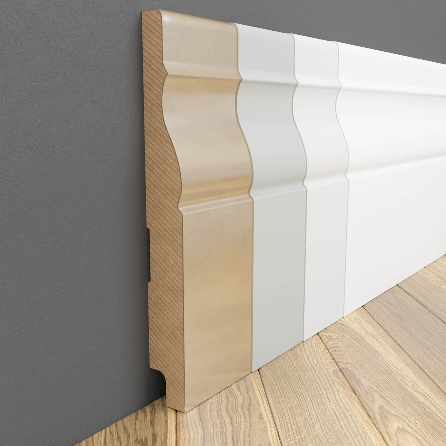 PRÓBKA 20 CM - Listwa przypodłogowa MDF lakierowana biała z wodoodporną powłoką BONITA 15cm