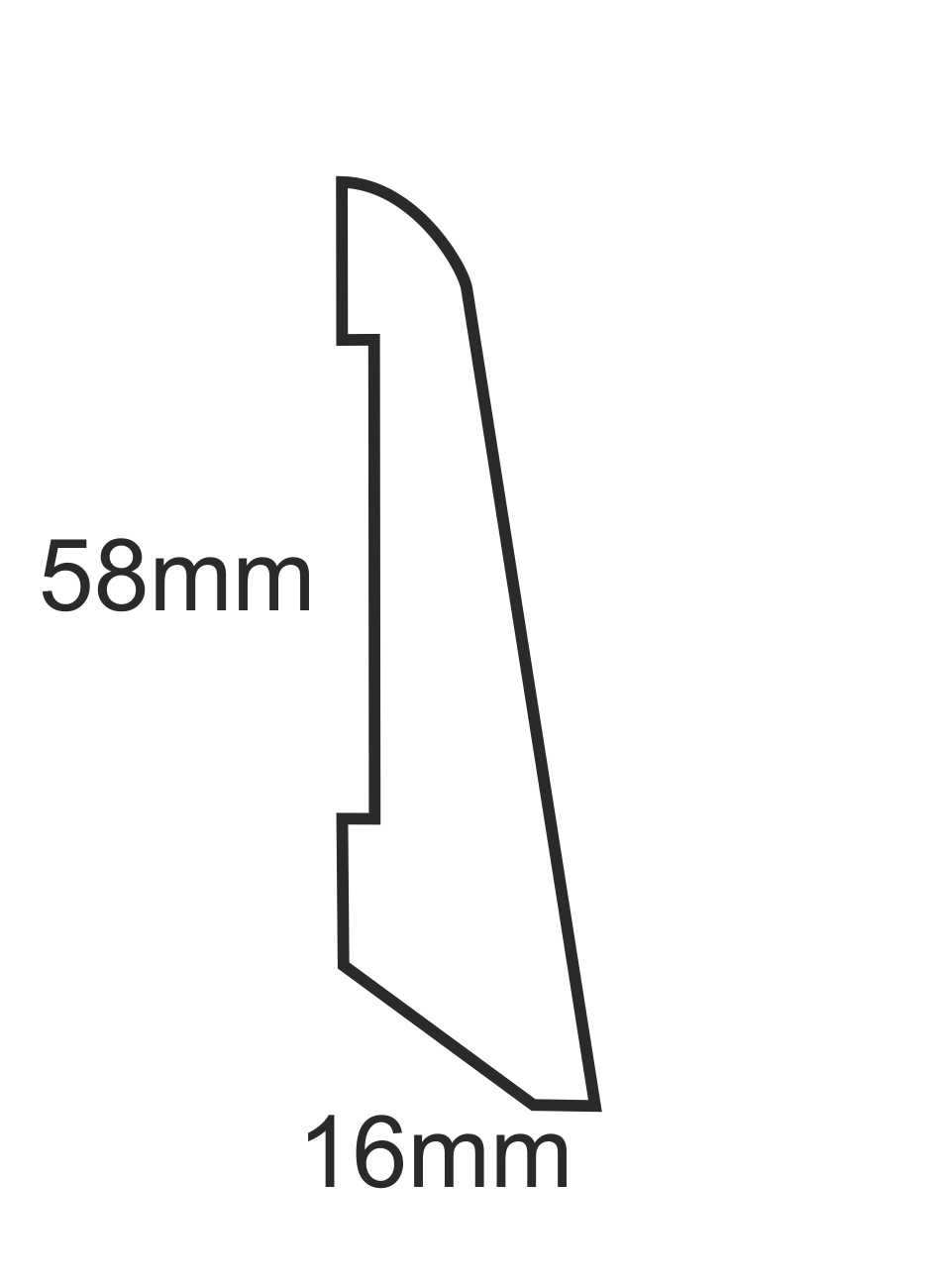 Listwa przypodłogowa drewniana lakierowana LS58 (240 cm x 5,8 cm x 1,6 cm) biała