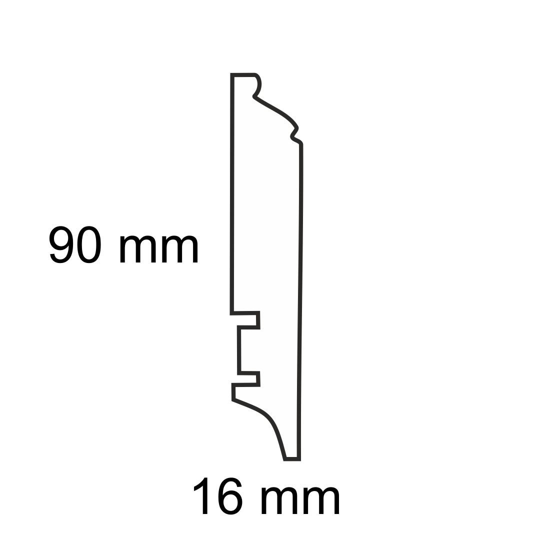 Listwa przypodłogowa drewniana lakierowana PW90 (220 cm x 9 cm x 1,6 cm) iglaste białe
