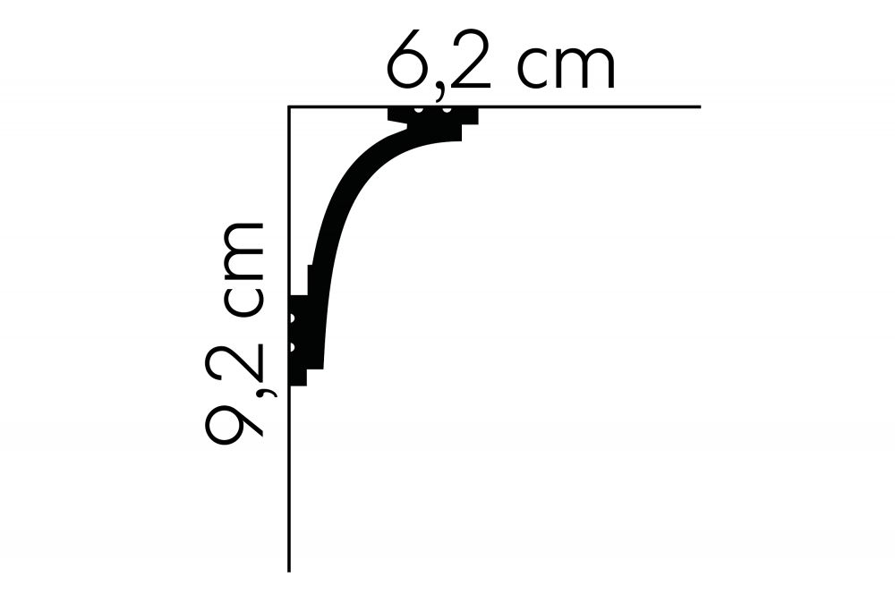 Listwa przysufitowa MD111 biała wym. 200 x 6.2 x 9.2 cm, z PolyForce