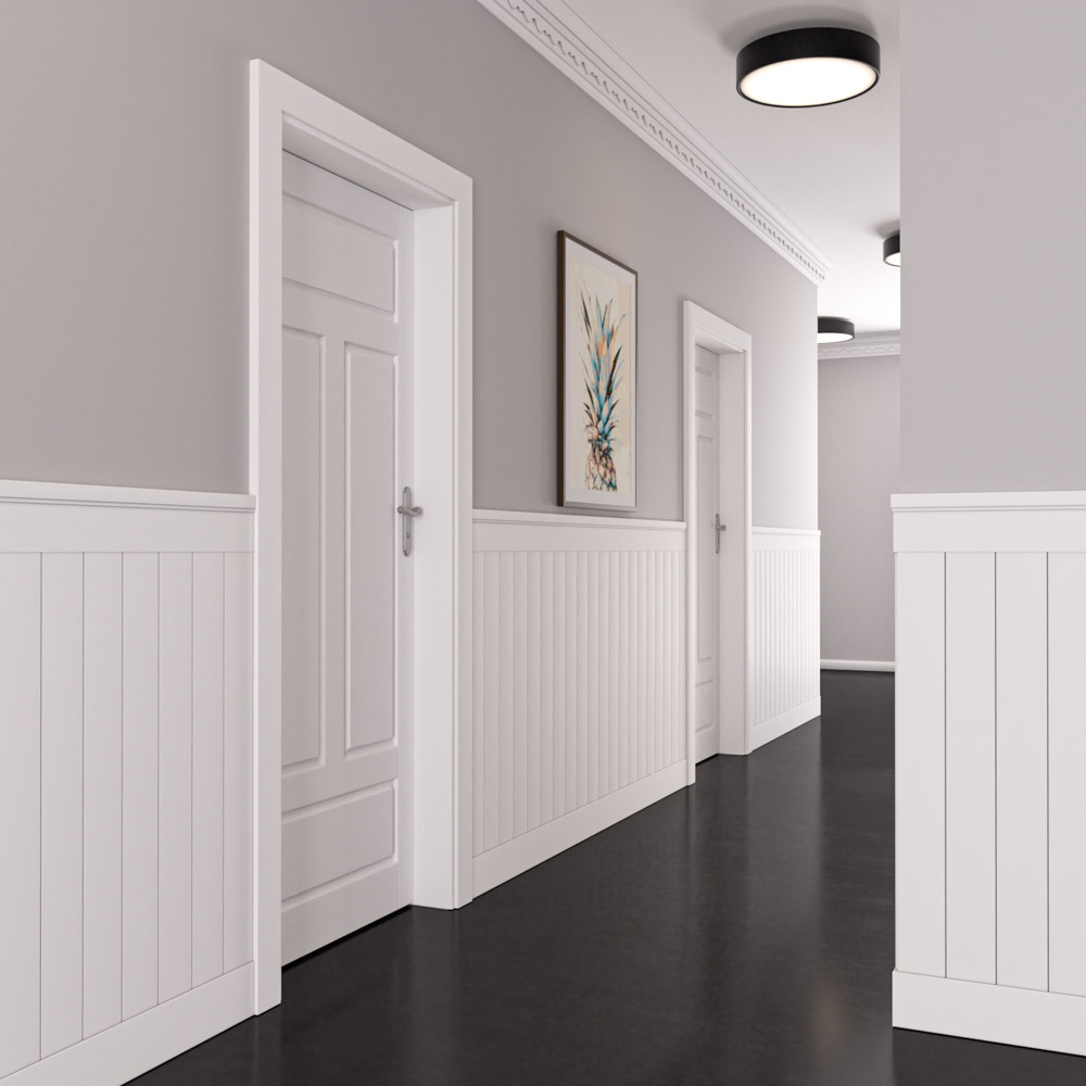 Lakierowana boazeria angielska PRIME-2, zestaw listew boazeryjnych MDF - wymiary 200 x 127 cm