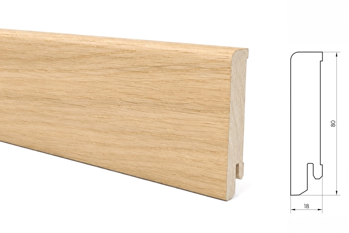 Listwa przypodłogowa dębowa Pedross 80x18 mm – widok z boku