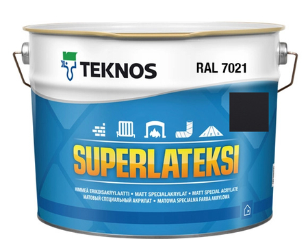 Teknos Superlateksi, matowa farba do boazerii, listew i sztukaterii, pojemność 0,9 L, kolor czarnoszary RAL7021